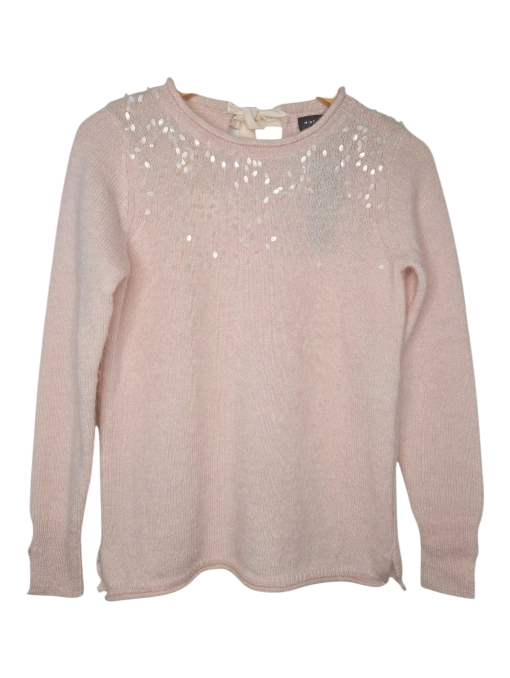 Mint Velvet Womens Winter Rose Pink Sequins Mohair Wool Silk Blend Sweater 4